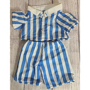 Vintage Tomy Bananas In Pajamas Replacement PJ Outfit Blue White Stripe